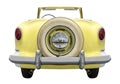 Rear view yellow retro car isolated on white background with clipping path Royalty Free Stock Photo