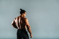 Rear view of young male bodybuilder Royalty Free Stock Photo