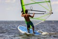 Rear view of young windsurfer Royalty Free Stock Photo