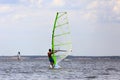 Rear view of young windsurfer Royalty Free Stock Photo
