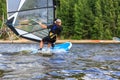 Rear view of young windsurfer Royalty Free Stock Photo