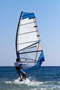 Rear view of young windsurfer Royalty Free Stock Photo