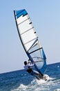 Rear view of young windsurfer Royalty Free Stock Photo