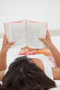 Rear view of a young woman reading a novel