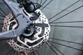 Disc brake of the sport bike Royalty Free Stock Photo