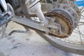 Rear wheel of motorcycle with chain-ring Royalty Free Stock Photo
