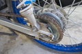 Rear wheel of motorcycle with chain-ring Royalty Free Stock Photo