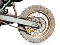 Rear wheel motorcycle for trial covered with mud