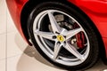 The rear wheel of a Ferrari 458 Italia