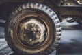 Rear wheel of a WWII GMC 352 truck