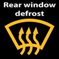 Rear window car defrost button symbol - yellow version.Icon illustration.