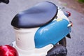 Rear wing and headlight of blue retro scooter Royalty Free Stock Photo