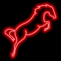 A rearing horse. Simple outline neon vector illustration. Red silhouette Royalty Free Stock Photo
