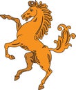 Rearing up horse silhouette heraldic symbol