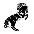 Rearing up mustang horse black and white vector silhouette design Royalty Free Stock Photo