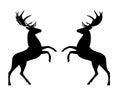 Rearing up rampant deer stag black vector silhouette Royalty Free Stock Photo