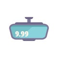 Rearview mirror displaying gas price of 9.99 gallons Royalty Free Stock Photo