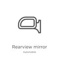 rearview mirror icon vector from automobile collection. Thin line rearview mirror outline icon vector illustration. Outline, thin