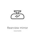 rearview mirror icon vector from automobile collection. Thin line rearview mirror outline icon vector illustration. Outline, thin
