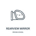 rearview mirror icon vector from driving school collection. Thin line rearview mirror outline icon vector illustration