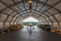 rearview shot of a drone hangar