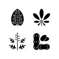 Reason for allergy black glyph icons set on white space