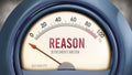Reason and Judgment Meter that hits less than zero, very low level of reason Royalty Free Stock Photo