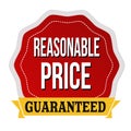 Reasonable price guaranteed label or sticker