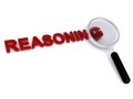 reasoning under magnifier glass on white Royalty Free Stock Photo