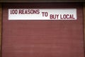 100 Reasons To Buy Local Sign Royalty Free Stock Photo