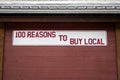 100 Reasons To Buy Local Sign