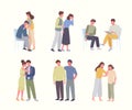 reassurance. psychology people support friendly moral reassurance and hugs kids parenthood. Vector concept templates