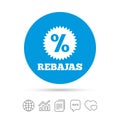 Rebajas - Discounts in Spain sign icon. Star.