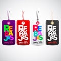 Rebajas - Discounts spanish text, sales vector colorful label tag collection set Royalty Free Stock Photo