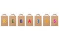 Rebajas sale word write in different paper bags Royalty Free Stock Photo