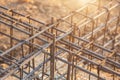 Rebar steel for Grade Beam/Ground beam in process of house building Royalty Free Stock Photo