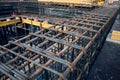 Rebars on the construction site. Building. The use of metal in modern construction