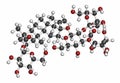 Rebaudioside A molecule. One of the main steviol glycosides found in stevia plants, used as sweetener. Atoms are represented as Royalty Free Stock Photo