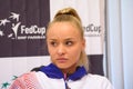 Rebecca Sramkova , Members of Team Latvia and team Slovakia for FedCup , during draw ceremony