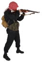 Rebel army soldier in black uniform with rifle Royalty Free Stock Photo