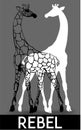 REBEL - t shirt design slogan and silhouette of giraffes.