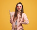 Rebel trendy woman gesturing at camera Royalty Free Stock Photo