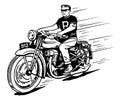 Rebel on vintage motorcycle Royalty Free Stock Photo