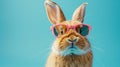 Rebel Rabbit: Punk Rock Easter Bunny with Attitude on Blue Background Royalty Free Stock Photo