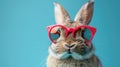 Rebellious Easter Bunny with Punk Rock Attitude on Blue Background Royalty Free Stock Photo