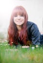 Rebellious teenager girl with red hair Royalty Free Stock Photo