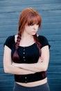 Rebellious teenager girl with red hair Royalty Free Stock Photo