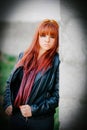 Rebellious teenager girl with red hair Royalty Free Stock Photo