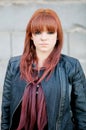 Rebellious teenager girl with red hair Royalty Free Stock Photo