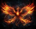 rebirth with burning wings and feathers is a symbol.